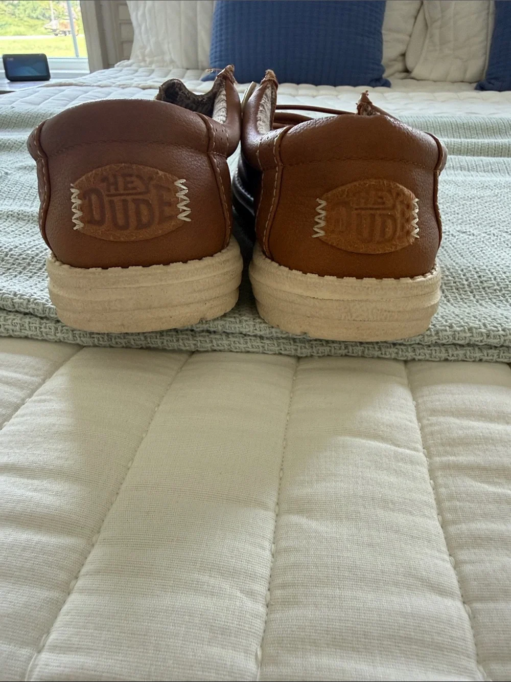Hey Dude Casual Leather Slip-On Shoes in Tan Brown